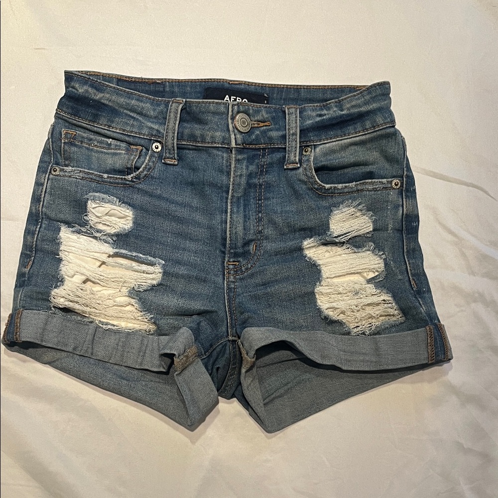 Aeropostale Distressed Blue Jean Shorts